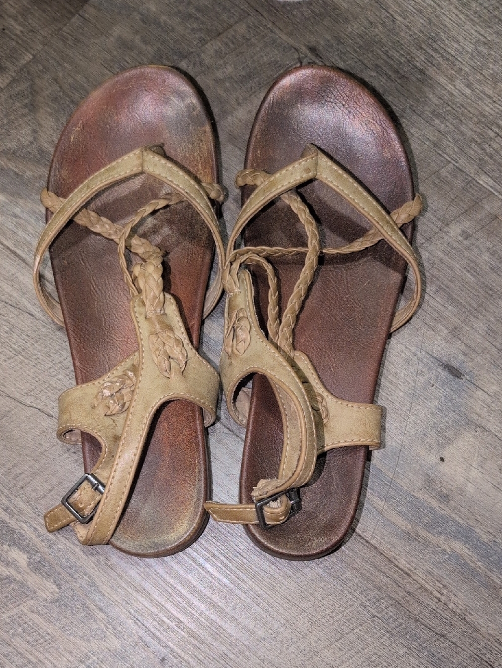 MIA Braided Tan Strap Sandals